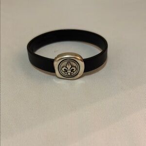 Black and Silver Fleur-de-Lis Bracelet